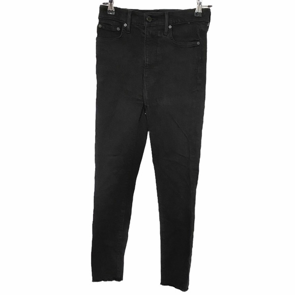 DENIM FORUM THE LOLA HIGH RISE BLACK SKINNY CROPPED JEANS - Picture 1 of 9